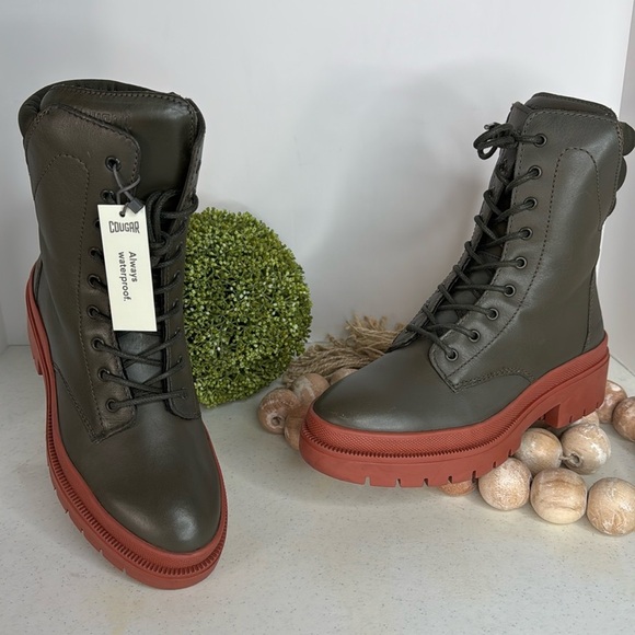 COUGAR Women's Saydee Leather combat boot Sz 7/ Olive - Picture 3 of 15